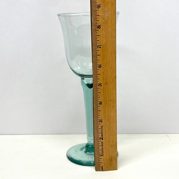 Hand Blown Verde Green Wine Water Goblets Set of 4 - Picture 6 of 6